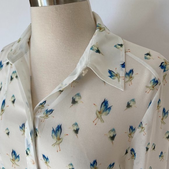 JASON WU GREY Crane-Print Button-Front Blouse, White multi, 2 - Picture 6 of 13